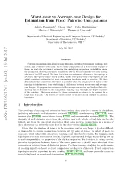 Worst-case vs Average-case Design for Estimation from Fixed Pairwise
  Comparisons