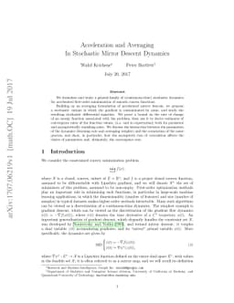 Acceleration and Averaging in Stochastic Mirror Descent Dynamics
