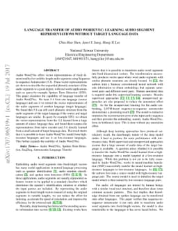 Language Transfer of Audio Word2Vec: Learning Audio Segment
  Representations without Target Language Data