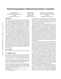 Toward Incorporation of Relevant Documents in word2vec