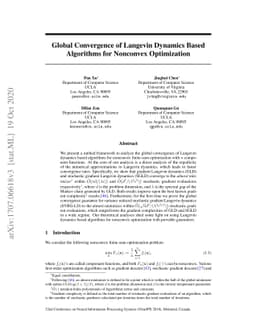 Global Convergence of Langevin Dynamics Based Algorithms for Nonconvex
  Optimization