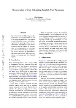 Reconstruction of Word Embeddings from Sub-Word Parameters