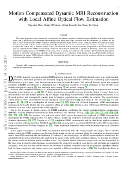 Motion Compensated Dynamic MRI Reconstruction with Local Affine Optical
  Flow Estimation