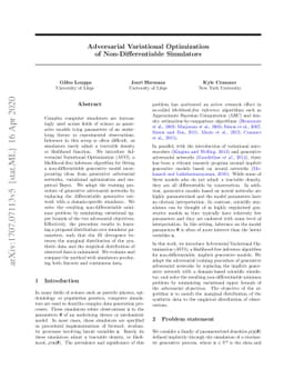 Adversarial Variational Optimization of Non-Differentiable Simulators