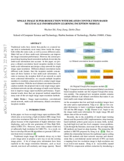 Single Image Super-Resolution with Dilated Convolution based Multi-Scale
  Information Learning Inception Module