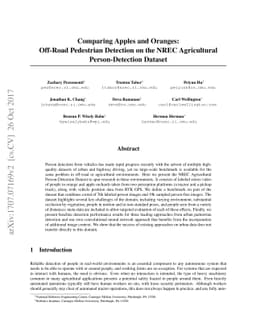 Comparing Apples and Oranges: Off-Road Pedestrian Detection on the NREC
  Agricultural Person-Detection Dataset