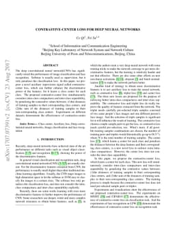 Contrastive-center loss for deep neural networks