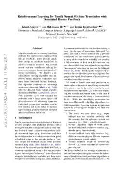 Reinforcement Learning for Bandit Neural Machine Translation with
  Simulated Human Feedback