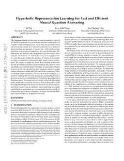 Hyperbolic Representation Learning for Fast and Efficient Neural
  Question Answering