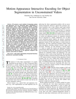 Motion-Appearance Interactive Encoding for Object Segmentation in
  Unconstrained Videos