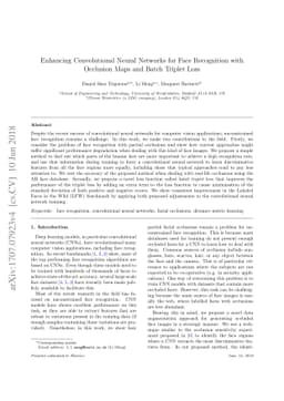 Enhancing Convolutional Neural Networks for Face Recognition with
  Occlusion Maps and Batch Triplet Loss