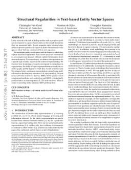 Structural Regularities in Text-based Entity Vector Spaces