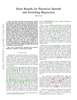 Error Bounds for Piecewise Smooth and Switching Regression