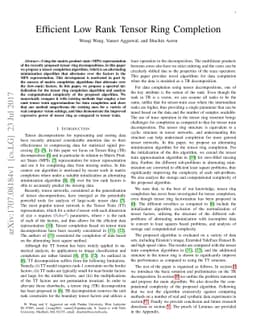 Efficient Low Rank Tensor Ring Completion