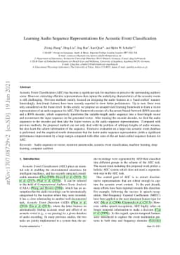 Learning audio sequence representations for acoustic event
  classification