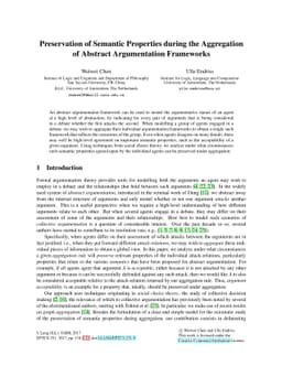 Preservation of Semantic Properties during the Aggregation of Abstract
  Argumentation Frameworks