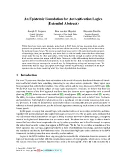 An Epistemic Foundation for Authentication Logics (Extended Abstract)