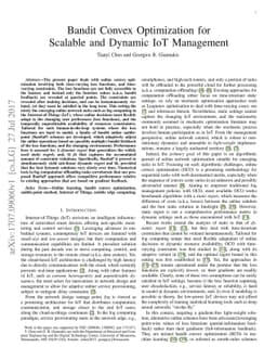 Bandit Convex Optimization for Scalable and Dynamic IoT Management