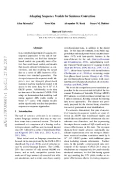 Adapting Sequence Models for Sentence Correction