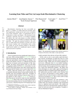 Learning from Video and Text via Large-Scale Discriminative Clustering