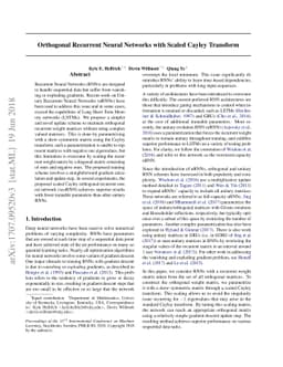 Orthogonal Recurrent Neural Networks with Scaled Cayley Transform