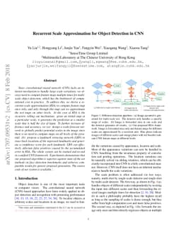 Recurrent Scale Approximation for Object Detection in CNN