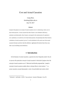 Cost and Actual Causation