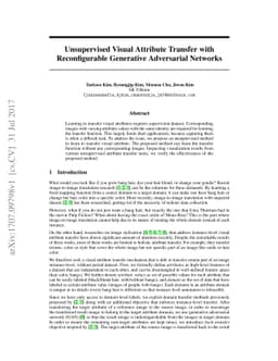 Unsupervised Visual Attribute Transfer with Reconfigurable Generative
  Adversarial Networks