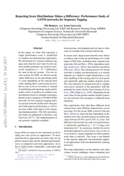 Reporting Score Distributions Makes a Difference: Performance Study of
  LSTM-networks for Sequence Tagging