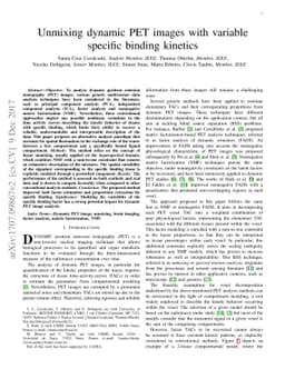 Unmixing dynamic PET images with variable specific binding kinetics