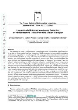 Linguistically Motivated Vocabulary Reduction for Neural Machine
  Translation from Turkish to English