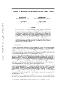 Learned in Translation: Contextualized Word Vectors