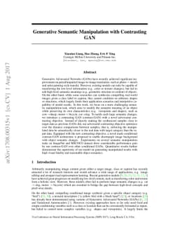 Generative Semantic Manipulation with Contrasting GAN