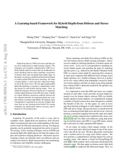 A Learning-based Framework for Hybrid Depth-from-Defocus and Stereo
  Matching