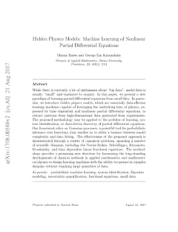 Hidden Physics Models: Machine Learning of Nonlinear Partial
  Differential Equations