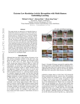 Extreme Low Resolution Activity Recognition with Multi-Siamese Embedding
  Learning