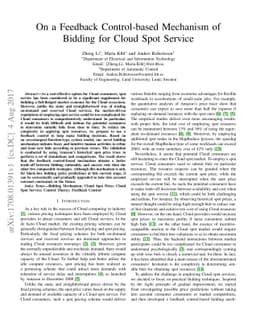 On a Feedback Control-based Mechanism of Bidding for Cloud Spot Service