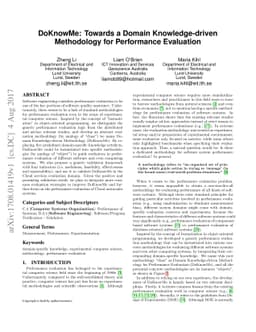 DoKnowMe: Towards a Domain Knowledge-driven Methodology for Performance
  Evaluation