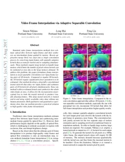 Video Frame Interpolation via Adaptive Separable Convolution