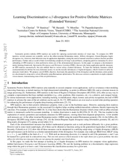 Learning Discriminative Alpha-Beta-divergence for Positive Definite
  Matrices (Extended Version)