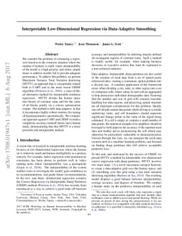 Interpretable Low-Dimensional Regression via Data-Adaptive Smoothing