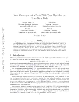 Linear Convergence of a Frank-Wolfe Type Algorithm over Trace-Norm Balls