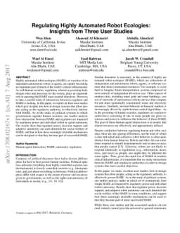 Regulating Highly Automated Robot Ecologies: Insights from Three User
  Studies