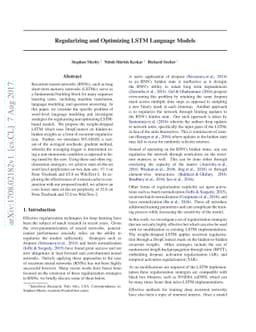 Regularizing and Optimizing LSTM Language Models