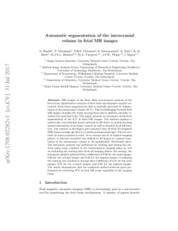 Automatic segmentation of the intracranialvolume in fetal MR images