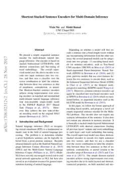 Shortcut-Stacked Sentence Encoders for Multi-Domain Inference