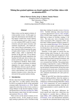 Mining fine-grained opinions on closed captions of YouTube videos with
  an attention-RNN
