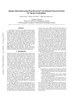Speaker Diarization using Deep Recurrent Convolutional Neural Networks
  for Speaker Embeddings