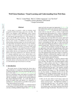 WebVision Database: Visual Learning and Understanding from Web Data