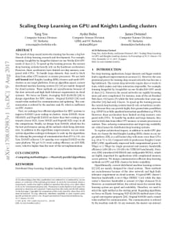 Scaling Deep Learning on GPU and Knights Landing clusters
